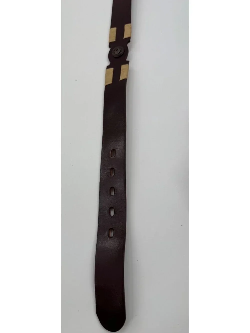Unbranded Brown Leather Equestrian Horse Emblem Belt With Brass Buckle & Woven